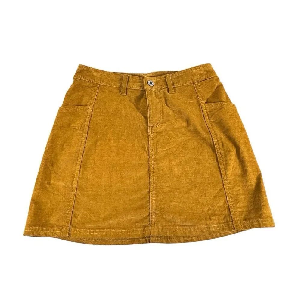 Kuhl Sz 6 Lydia Cord Skirt Corduroy Antique Gold A-Line Stretch Pockets NWOT